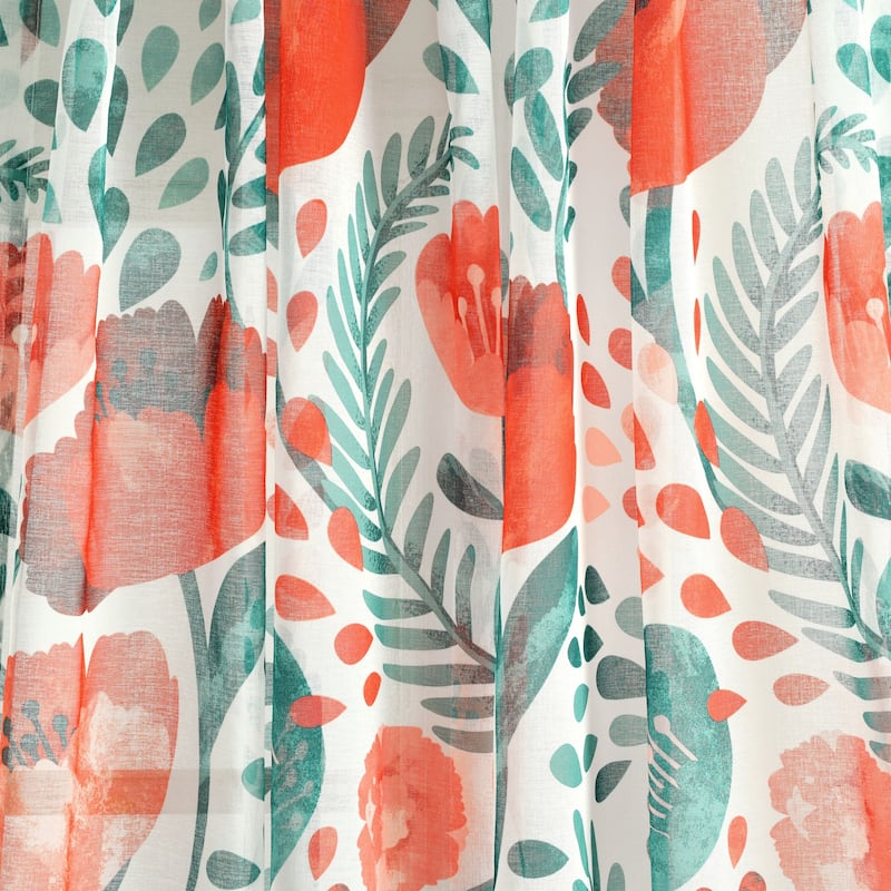 Lush Decor Poppy Garden Sheer Window Curtain Panel - 84" x 52"