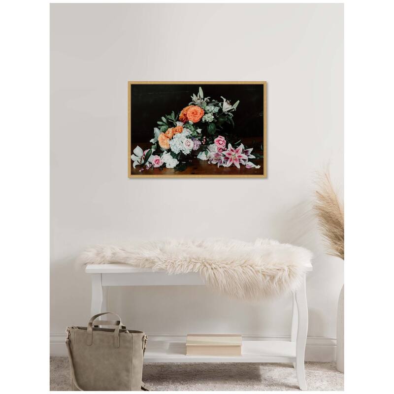 Kate and Laurel Sylvie Moody Bouquet Framed Canvas by Alicia Abla