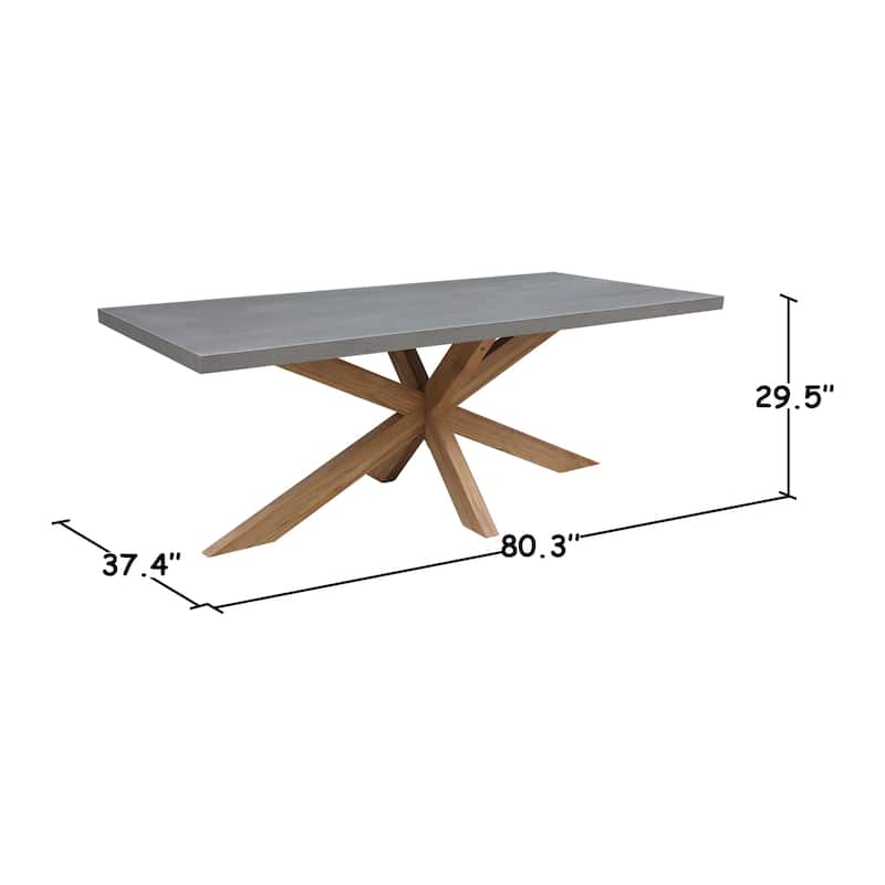 Outdoor Teak Patio Dining Table with Polystone Top