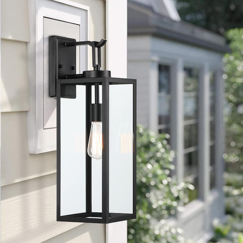 1-Light Matte Black Modern Outdoor Wall Lantern