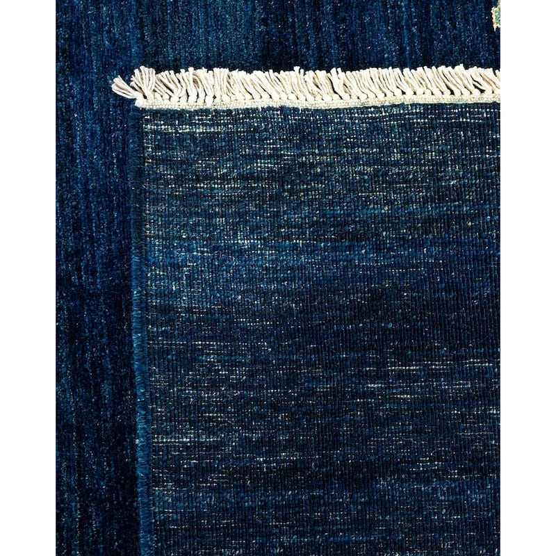 Overton Handknotted Wool Vintage Inspired Contemporary Eclectic Blue Area Rug - 17' 5" x 12' 0"