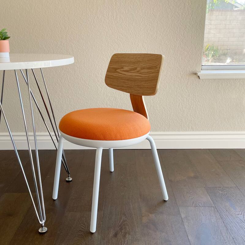Macaron Fabric Upholstered Dining Chair Metal Legs