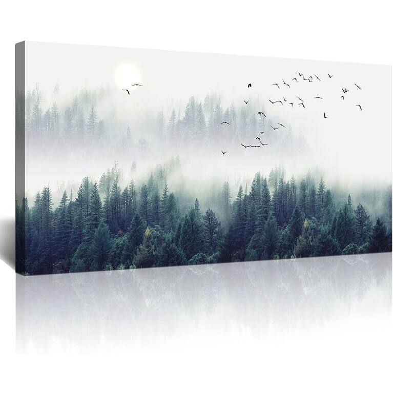 Mountain Forest Trees Landscape Canvas Art Wall Paintings - 24 x 48