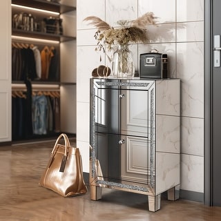Pre Assembled Mirrored Shoe Storage Cabinet with 2 Flip Drawers Silver Bed Bath Beyond 40826314