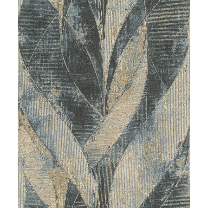 Advantage Blake Denim Leaf Wallpaper - 20.9 x 396 x 0.025