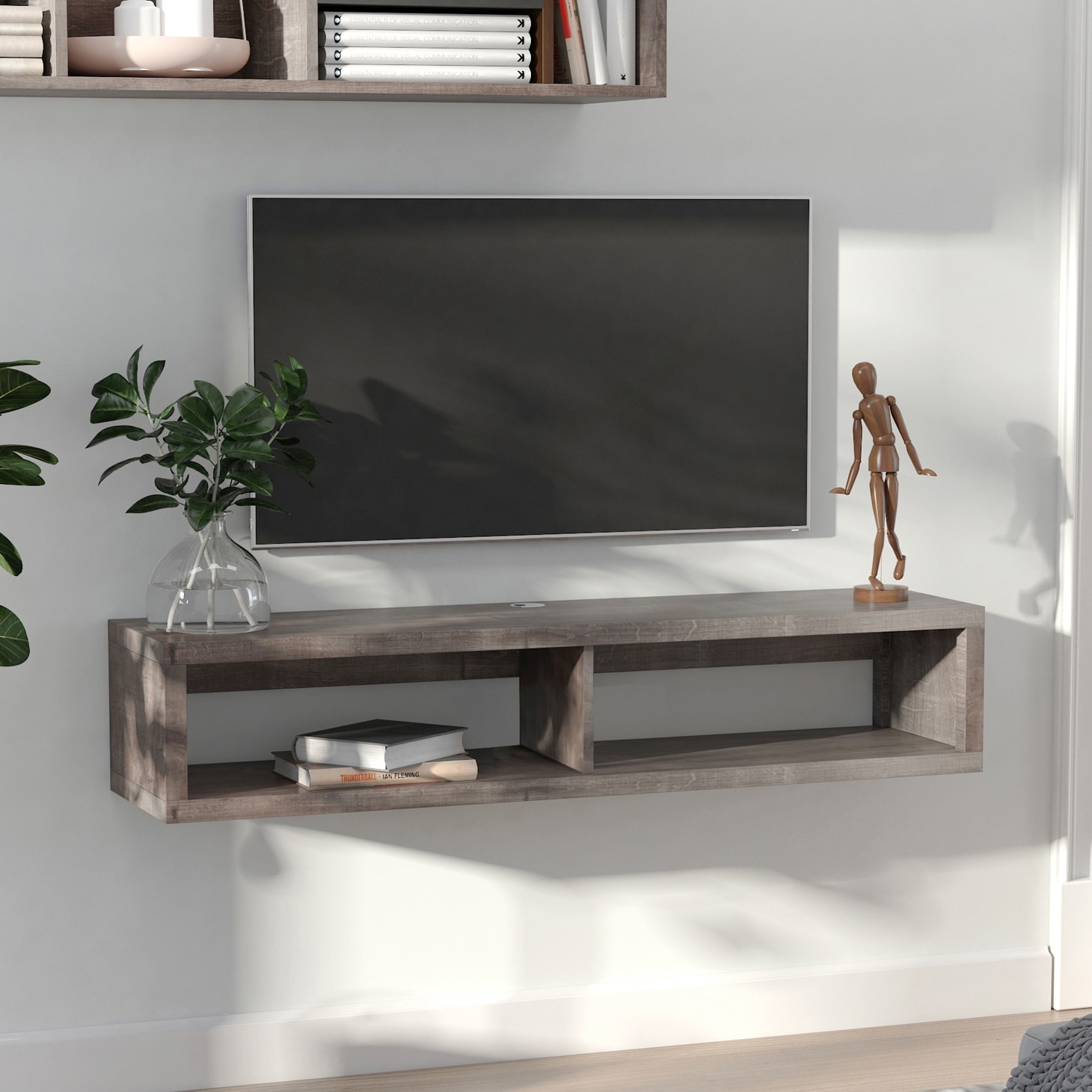 Industrial floating on sale tv stand