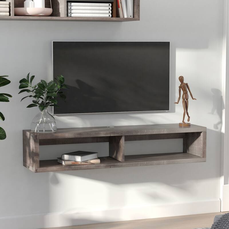 Industrial Wall Mounted Floating TV Stand - Grey