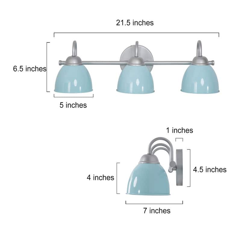 Modern Coastal 3-light LED Bathroom Bell Vanity Light Farmhouse Metal Shade Wall Sconces - L21.5"x W7"x H 6.5"