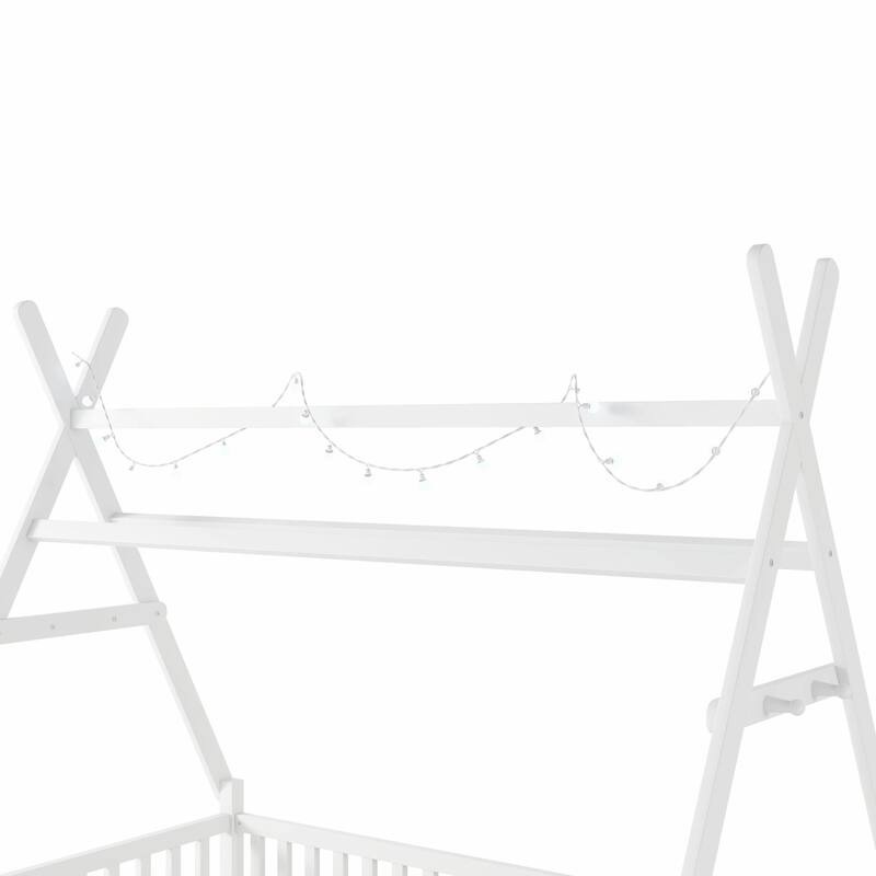 House Bed with Light, Low Floor House Bed with Fence and Roof
