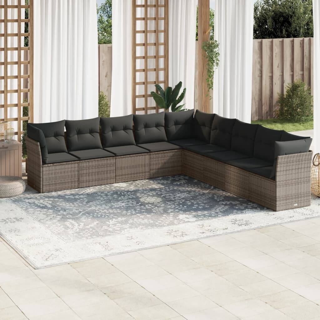 vidaXL Garden Sofa Set Grey PE rattan, powder-coated steel Large Modular - 24.4 x 24.4 x 27.2