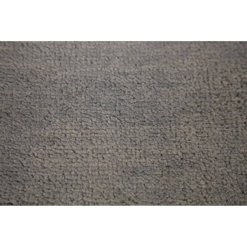 Hand Knotted Oriental 100% Wool Carpet Modern Solid Greys & Charcoal Gabbeh Runner Rug - 9' 10'' X 3' 0''