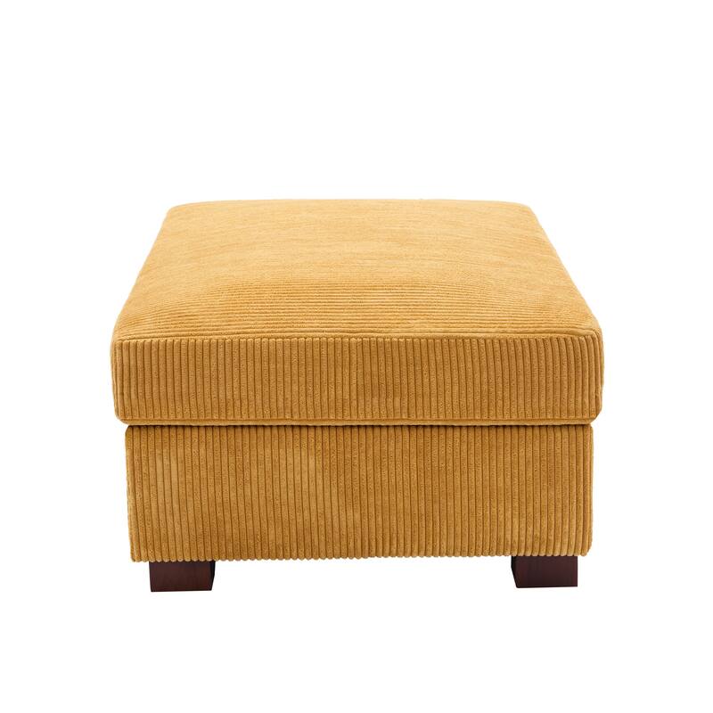 Modern Rectangle Oversized Stripe Corduroy Ottoman