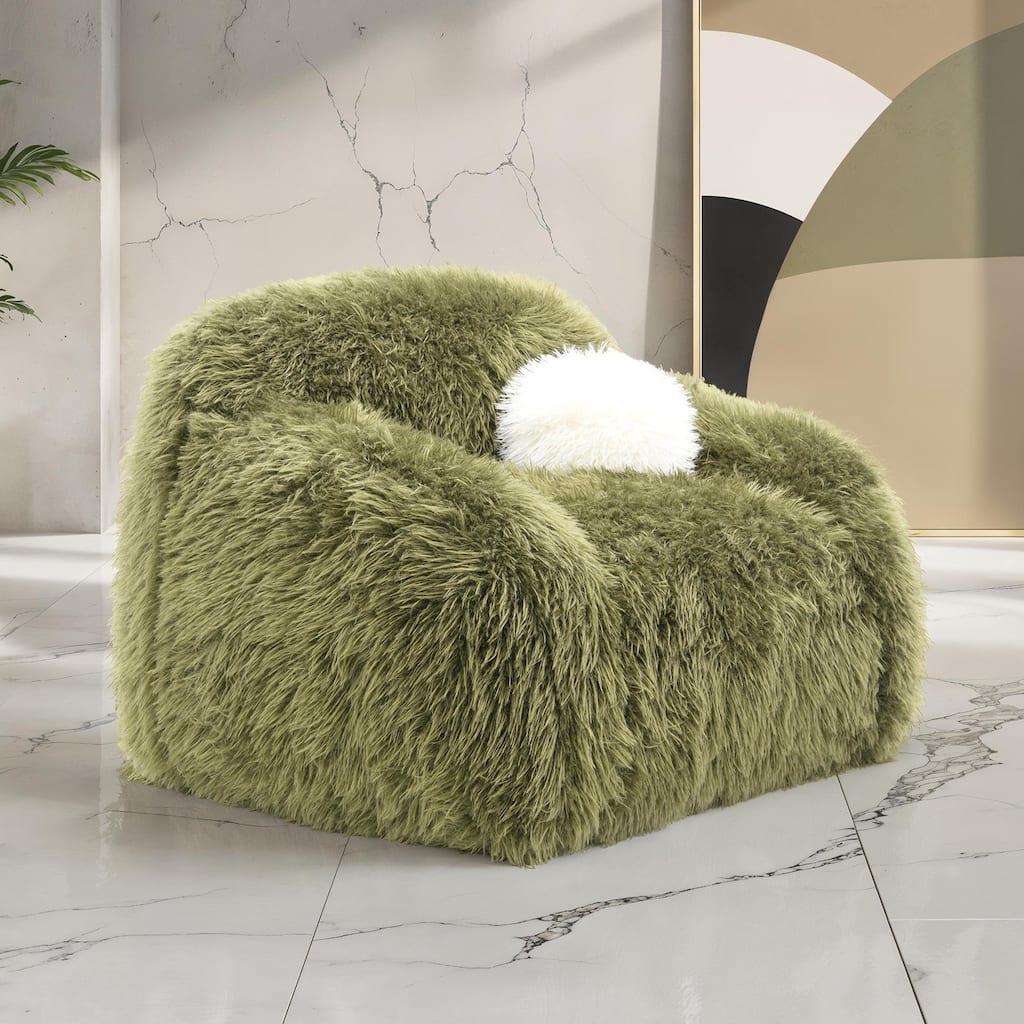 Luxury Green Finish 360 degree Swivel Chair 1pc with pillow