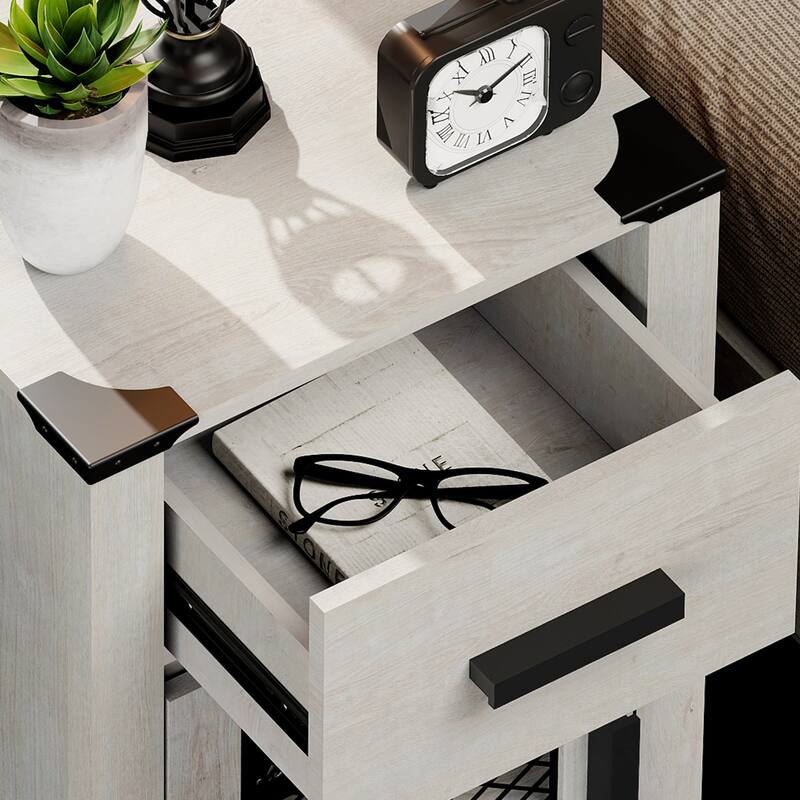 WAMPAT End Table with Stroage, Sofa Side Table