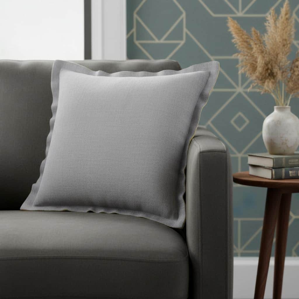 20" X 20" Gray And Yellow Linen Zippered Pillow