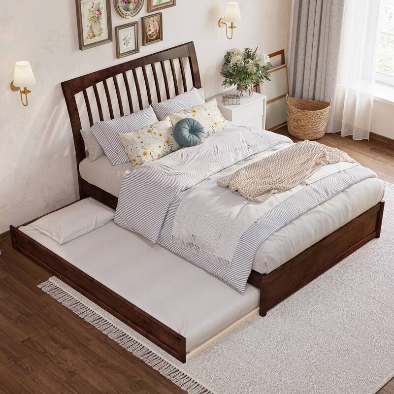 Roslyn Platform Bed with Panel Footboard and Twin Trundle
