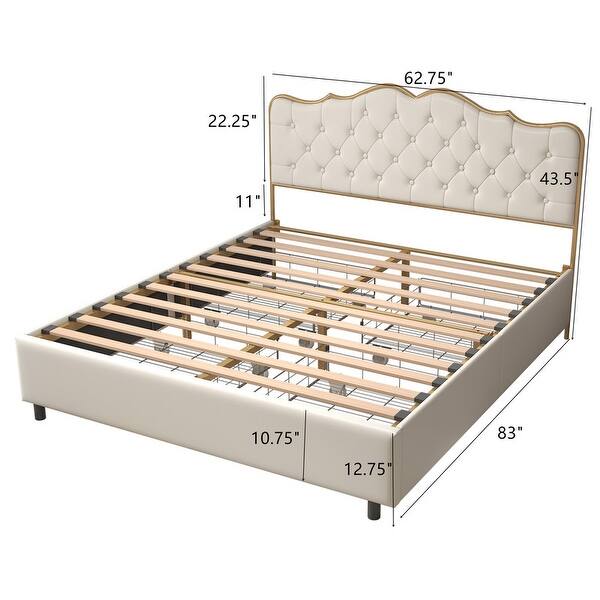 Classic buckle backrest metal frame solid wood ribs with four storage ...