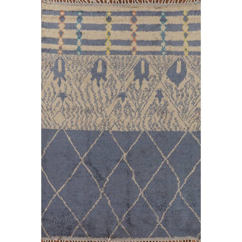 Trellis Plush Moroccan Oriental Area Rug Handmade Bedroom Wool Carpet - 6'11" x 10'4"