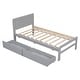 preview thumbnail 8 of 9, Grey Twin Size Platform Bed Frame with 2 Drawers and Headboard, Wood Storage Bed, No Box Spring Needed, for Boys Girls Adult