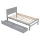preview thumbnail 8 of 7, Modern Twin Size Platform Bed Frame with 2 Storage Drawers, Solid Wood Twin Storage Bed Frame with Headboard for Kids Boys Girls