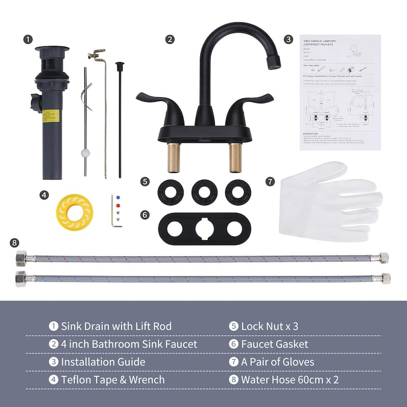 WOWOW 4 Inch Centerset Bathroom Faucet