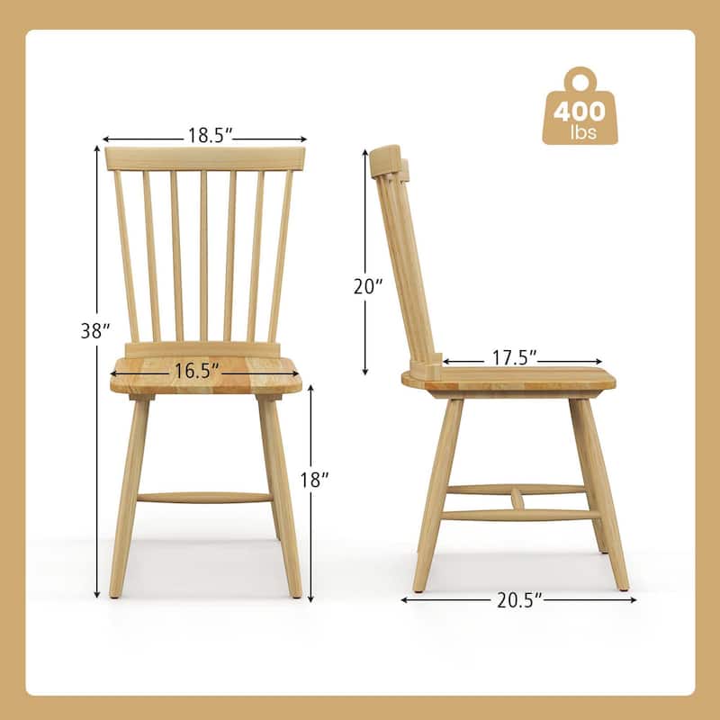 Costway Windsor Dining Chairs Set of 2 Armless Spindle Back Solid - See Details