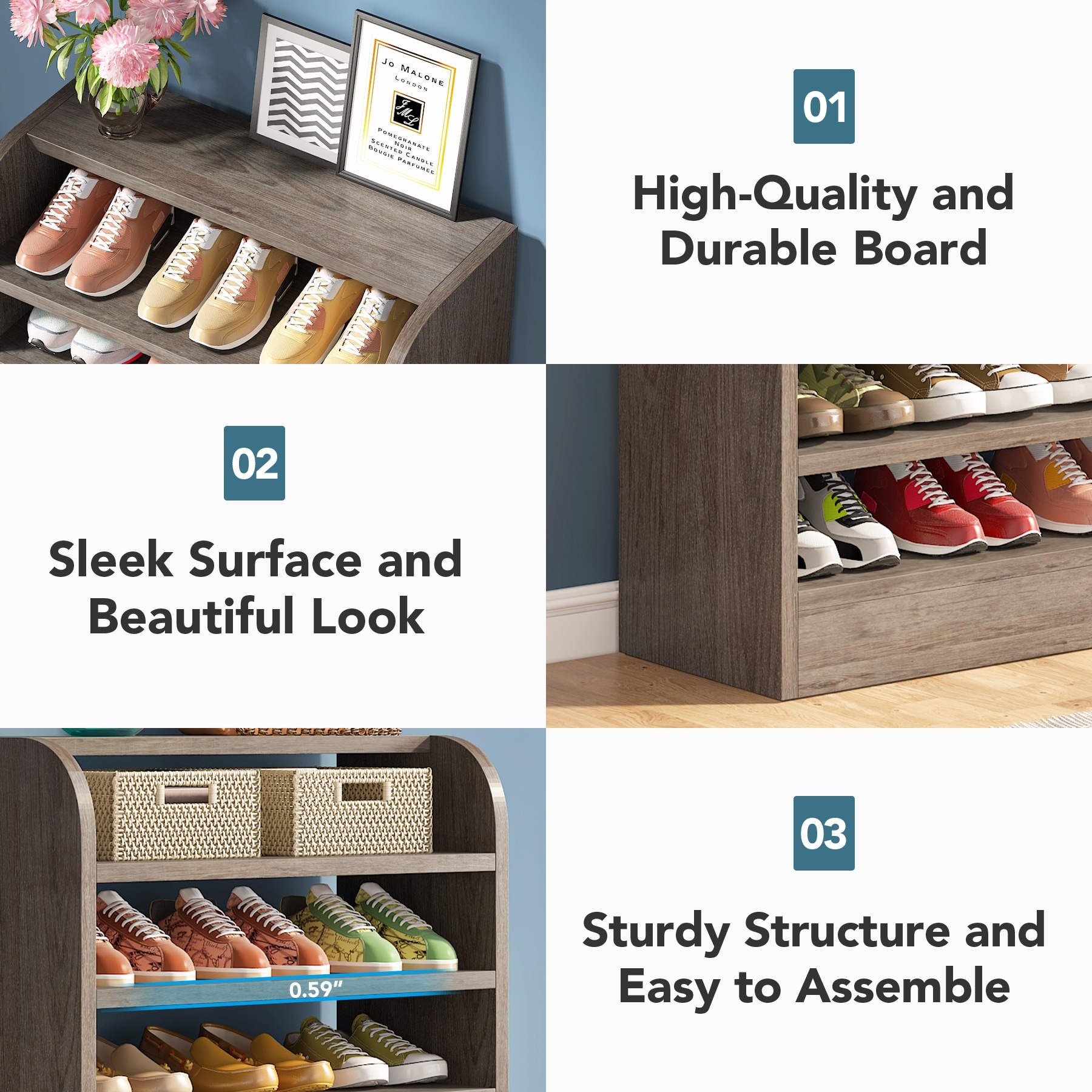 Wooden shoe outlet rack with drawers
