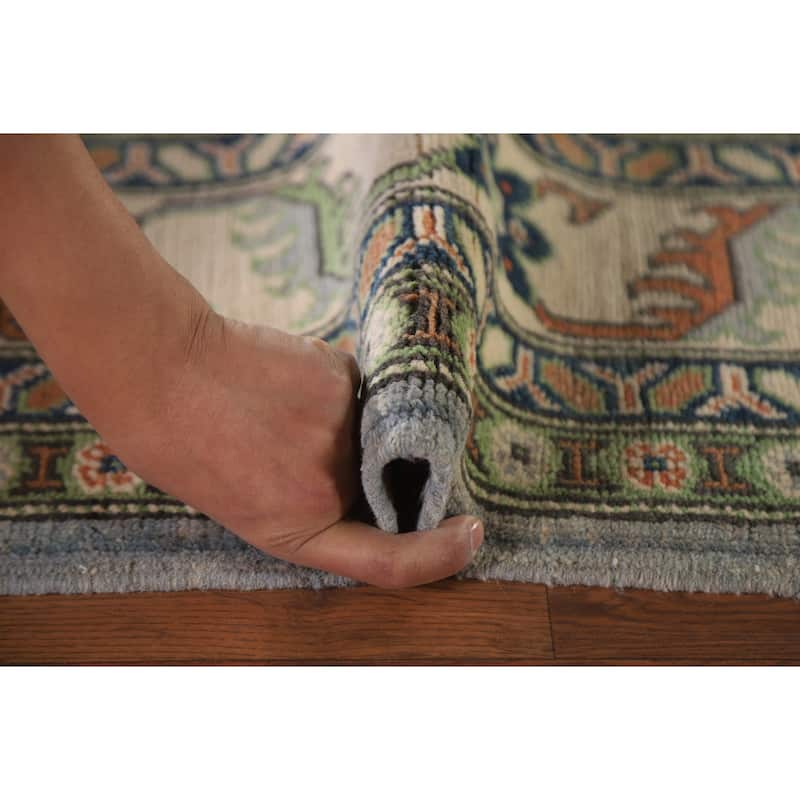 Hand Knotted Oriental 100% Wool Carpet Traditional Geometric Greys & Charcoal Kazak Area Rug - 9' 10'' X 6' 10''