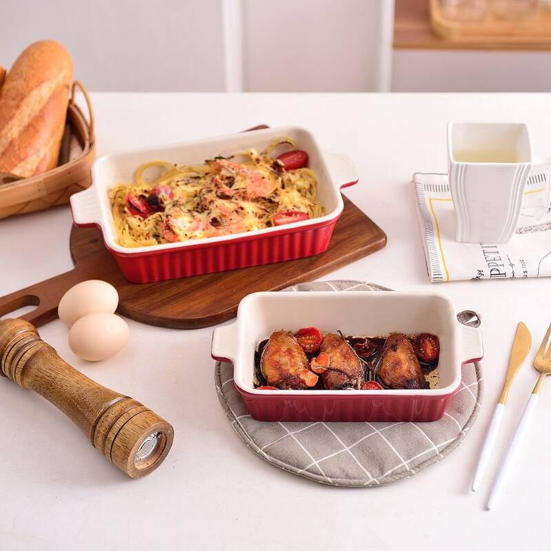 MALACASA Series Bake.Bake, Rectangle Porcelain Bakeware Set
