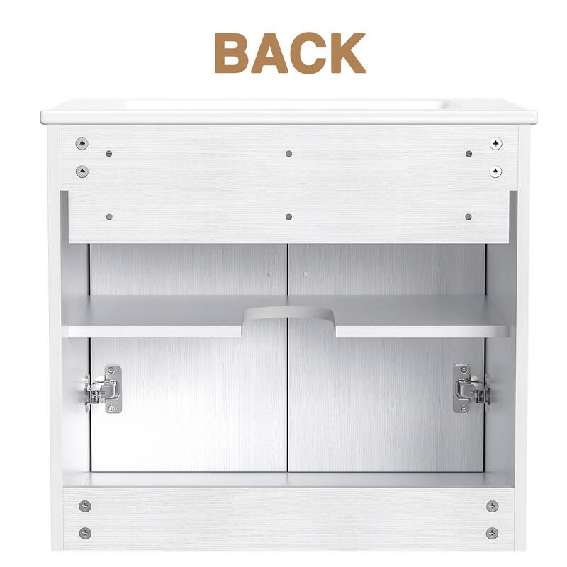 Anmytek 24'' Floating Bathroom Vanity Sink Combo Wall Mounted Cabinet with Soft Close Door