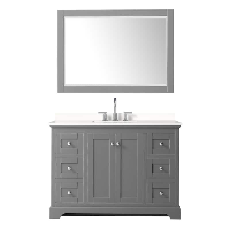 Avery 48-inch Single Vanity, Quartz Top, 46-inch Mirror