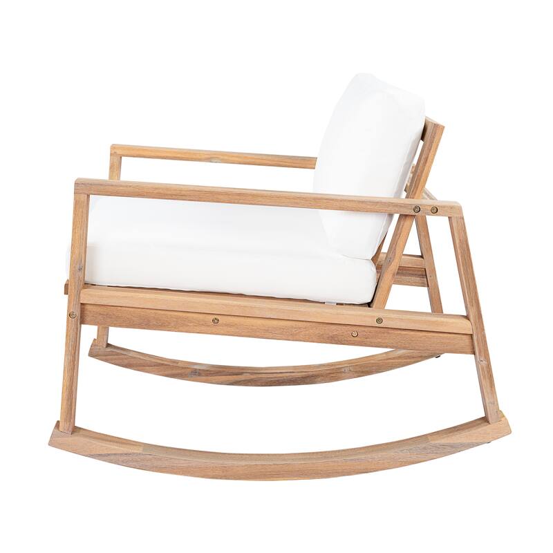 Christopher Knight Home Vaelorian Acacia Wood Outdoor Lounge Chair with Cushion