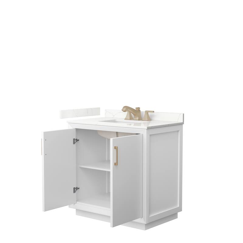 Strada 36-inch Single Vanity, Quartz Top