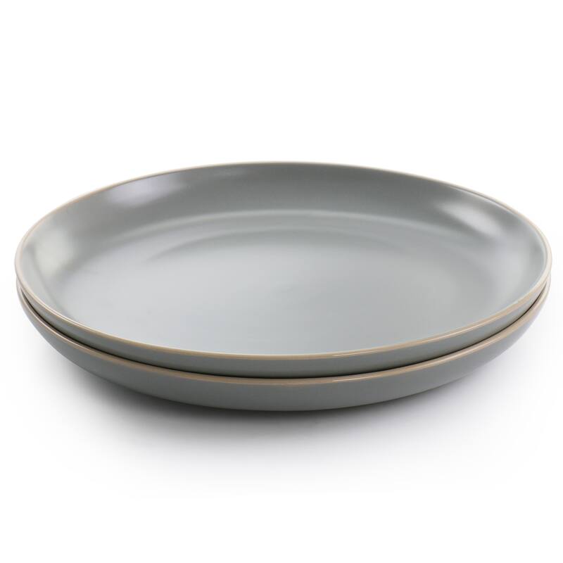 2 Piece 10.5 Inch Round Stoneware Dinner Plate Set in Matte Grey