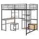 preview thumbnail 6 of 38, Full Size Metal Loft Bed with Bulit-in Desk and Stool, Heavy Duty Loft Bedframe with Cabinet and Open Storage Shelves for Kids