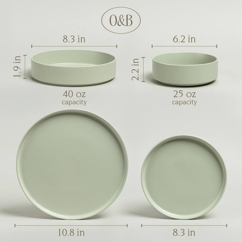 over&back Stackable Semi-Matte Stoneware Dinnerware