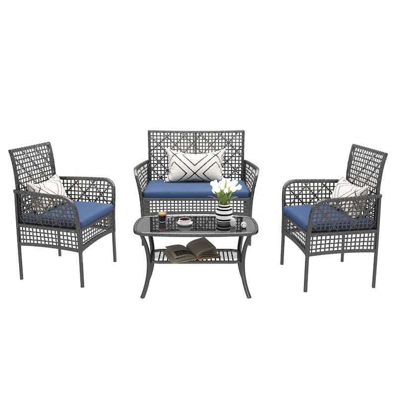 4 Pieces Outdoor Patio Furniture Set