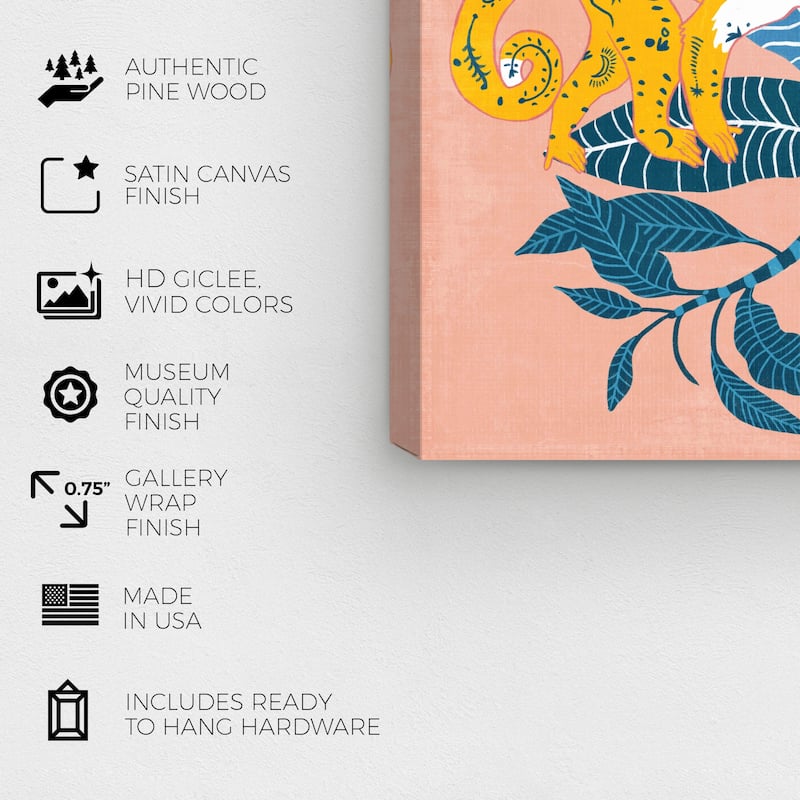 Wynwood Studio Canvas Animals Playing in the Wildlife Pink and Light Pink Modern & Contemporary Wall Art Canvas Print
