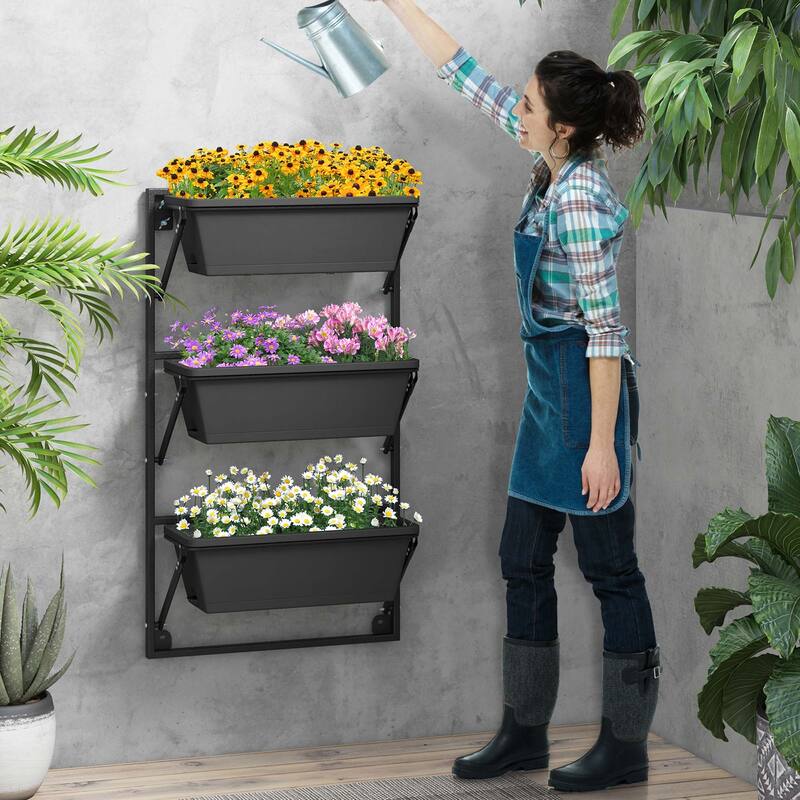 Costway Hanging Vertical Planter with 3 Planter Boxes & Detachable - See Details