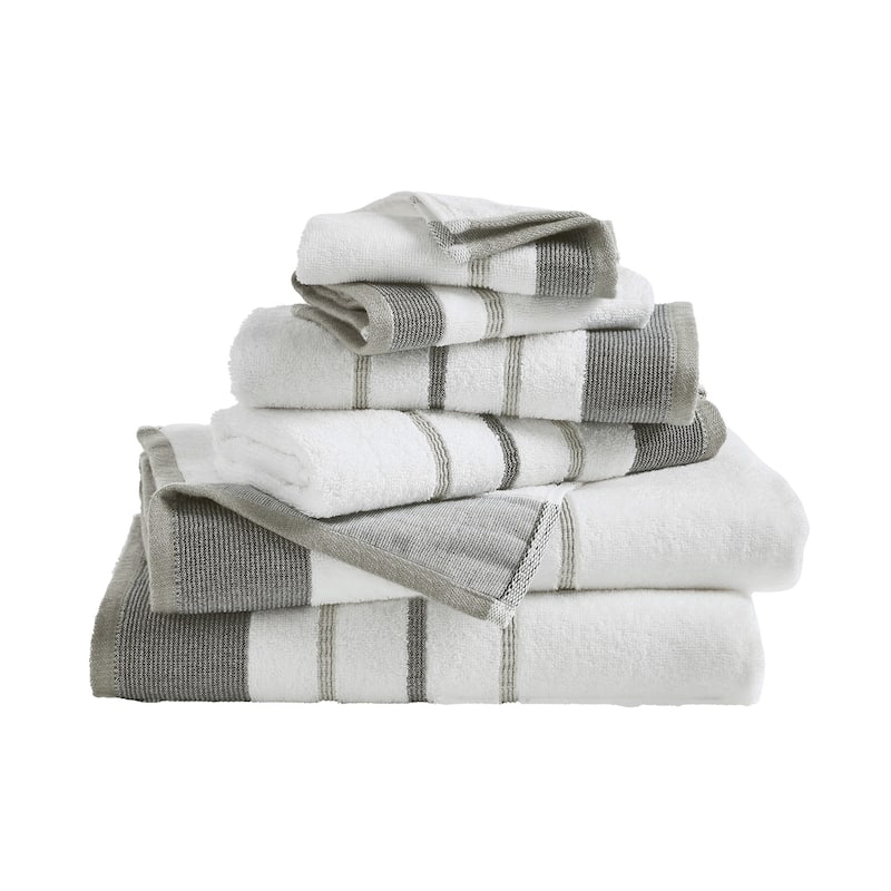 Linery & Co. Luxury Cotton Decorative Towel Set. - 6 Piece Set - Dark Grey / Light Grey.