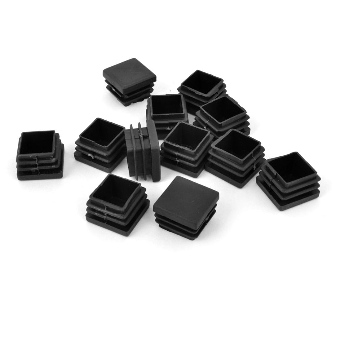 D027 Black Square Plastic Blanking End Caps and Tube Inserts 25mm x 25mm 