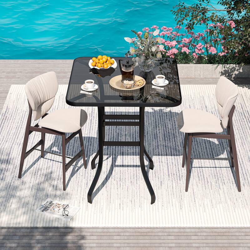 Furniwell Modern Dining Set,Minimalist Dining Table with Back Chairs, Kitchen Apartment Bistro