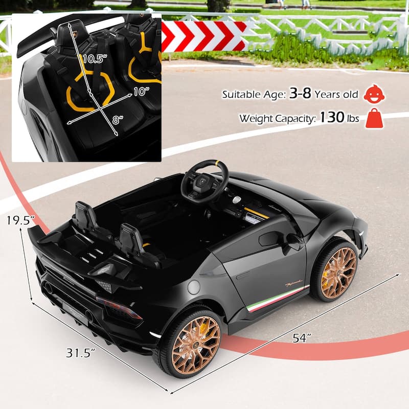 Costway 4WD 2-Seater Ride on Car, Licensed Lamborghini Kids’ Vehicles - See Details