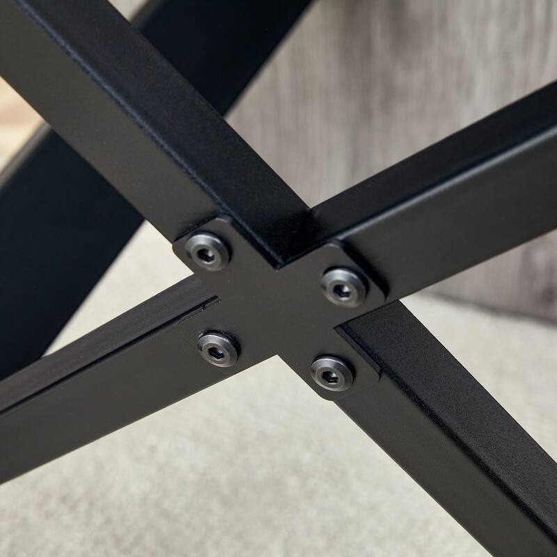 Round Dining Table And Coffee Table. 42 Inch Diameter Mdf Table Top, Deep Wood Grain Table Top,Black Metal Legs