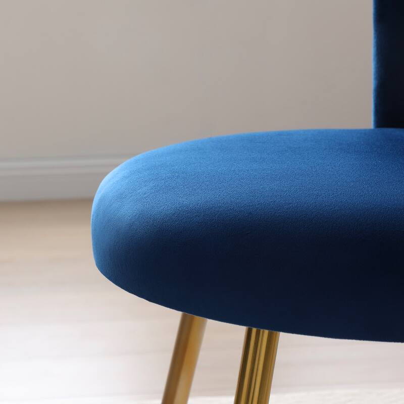 Modern Velvet Dining Chairs Set of 2,Upholstered Woven Dining Chair with Golden Metal Legs,for Dining Room