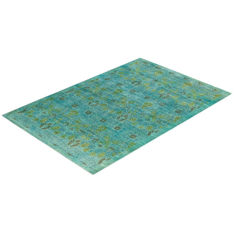 Contemporary Overdyed Wool Hand Knotted Area Rug - 6' 2" x 9' 0"