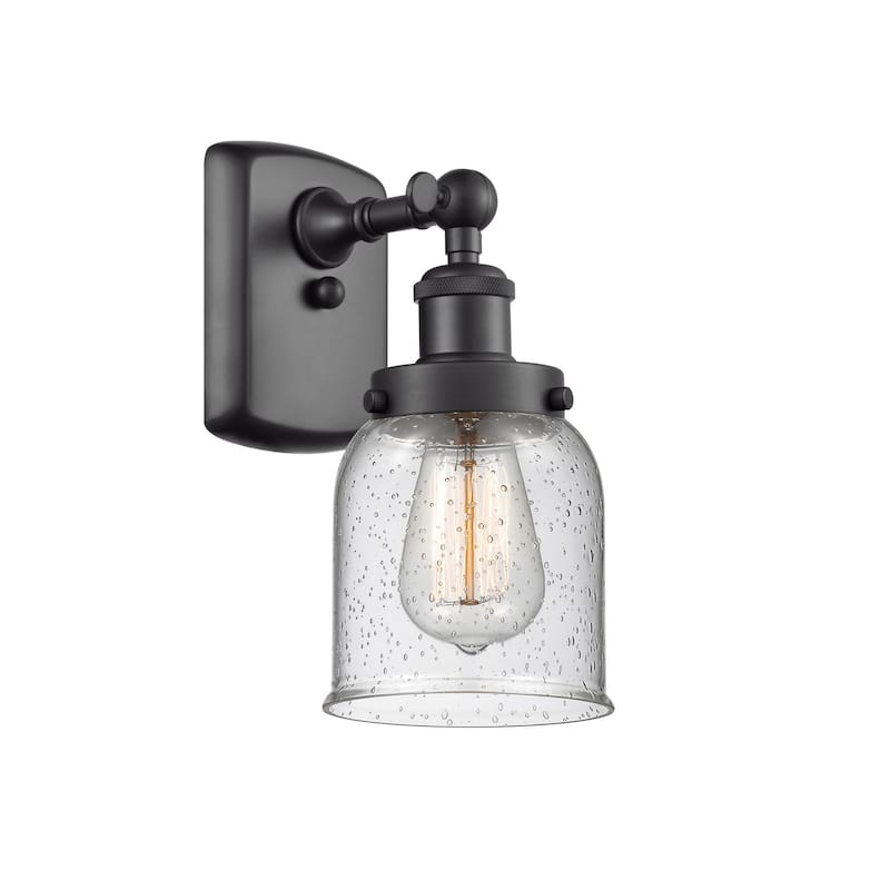 Innovations Lighting Small Bell 5" Wide Bathroom Sconce - Matte Black / Seedy