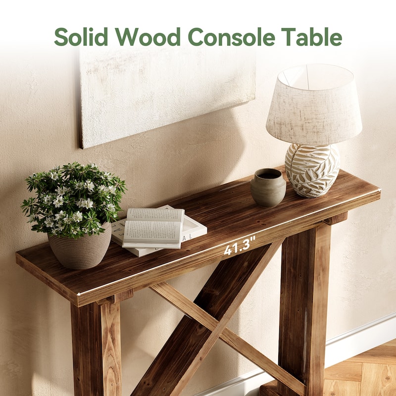 41.3 Inch Farmhouse Solid Wood Console Table for Entryway