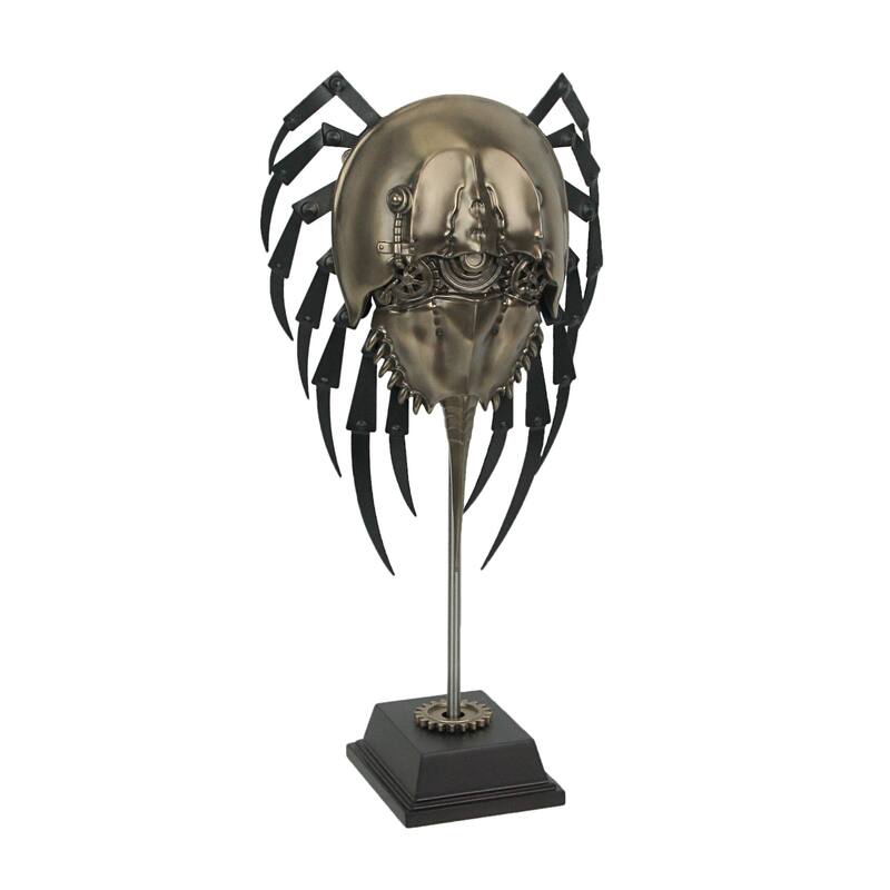 12 Inch Bronzed Finish Steampunk Horseshoe Crab Sculpture Home Decor - 12 X 6.25 X 3 inches