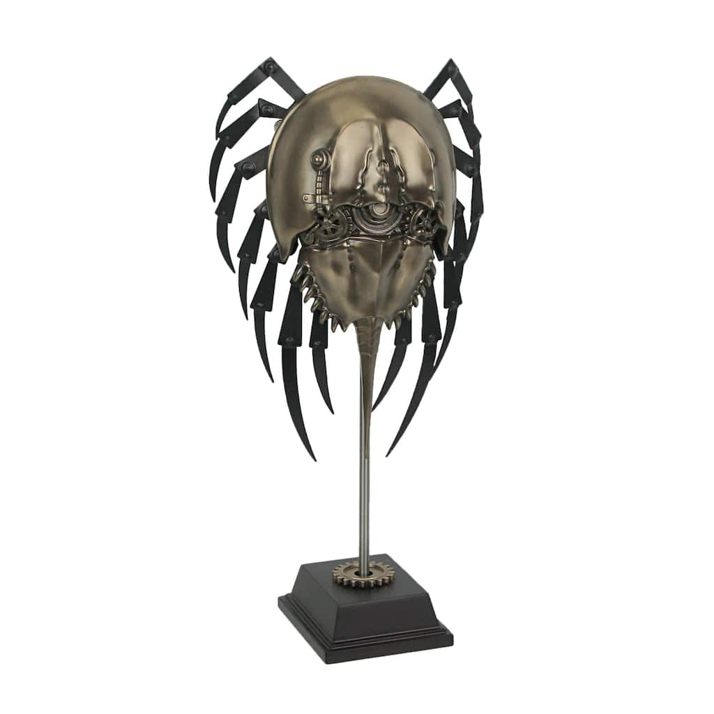 12 Inch Bronzed Finish Steampunk Horseshoe Crab Sculpture Home Decor - 12 X 6.25 X 3 inches